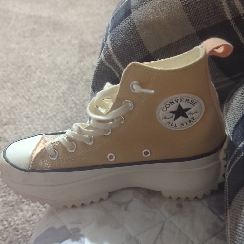 Converse Tan and Cream Platform High-Tops